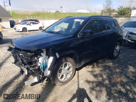 2024 Jeep Compass Latitude with VIN 3C4NJDBN7RT112068, listed as a Copart auction lot 55470495 with 3,292 mi miles and Salvage title. Bid and sale history available at DreamBid. Image 1.