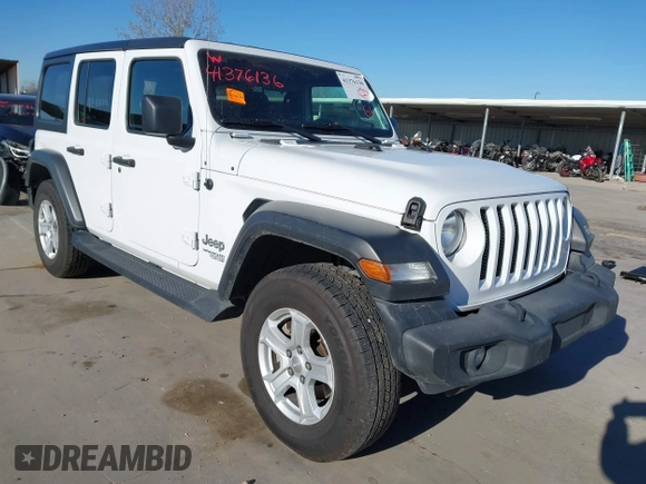 2020 Jeep Wrangler Unlimited Sport S z VIN 1C4HJXDG2LW335973, wystawiony jako IAAI lot #41376136 z przebiegiem 50 623 mil mil oraz . Historia ofert i sprzedaży dostępna na DreamBid. Obrazek 1.