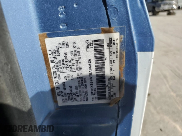 1996 Ford F-250 with VIN 1FTHX26F8TEA06626, listed as a Copart auction lot 43053205 with Not provided miles and Salvage title. Bid and sale history available at DreamBid. Image 14.