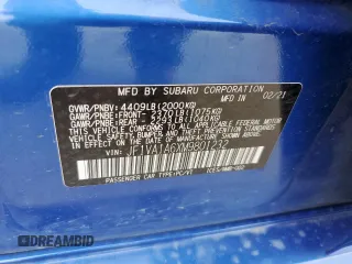 2021 Subaru WRX with VIN JF1VA1A6XM9801232, listed as a Copart auction lot 54597175 with 73,780 mi miles and Salvage title. Bid and sale history available at DreamBid. Image 12.