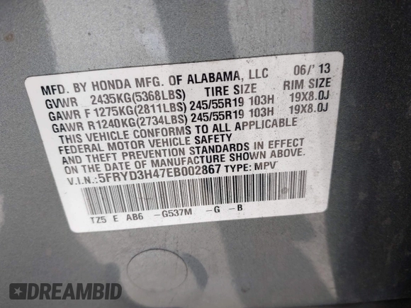 2014 Acura MDX Tech Pkg with VIN 5FRYD3H47EB002867, listed as a IAAI auction lot 42114630 with 162,182 mi miles. Bid and sale history available at carsss.com. Image 9.
