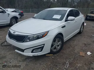 2015 Kia Optima LX with VIN KNAGM4A75F5632779, listed as a IAAI auction lot 41701231 with 174,458 mi miles. Bid and sale history available at carsss.com. Image 2.