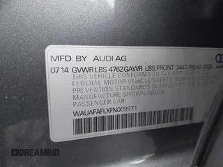 2015 Audi A4 Premium with VIN WAUAFAFLXFN009971, listed as a IAAI auction lot 42004348 with 109,362 mi miles. Bid and sale history available at carsss.com. Image 9.