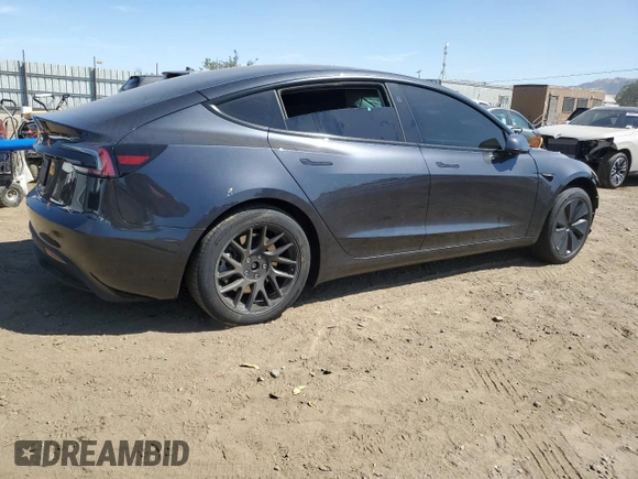 2025 Tesla Model 3 Long Range with VIN 5YJ3E1EA9SF910112, listed as a Copart auction lot 57993525 with 4,645 mi miles and Salvage title. Bid and sale history available at DreamBid. Image 3.