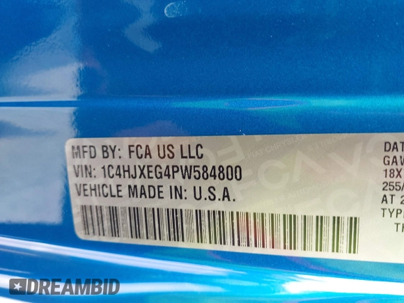 2023 Jeep Wrangler Sahara with VIN 1C4HJXEG4PW584800, listed as a IAAI auction lot 41908392 with 22,108 mi miles and . Bid and sale history available at DreamBid. Image 9.