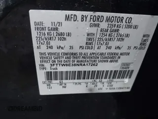 2022 Ford Maverick XL z VIN 3FTTW8E38NRA17262, wystawiony jako IAAI lot #42308633 z przebiegiem 31 789 mil mil oraz . Historia ofert i sprzedaży dostępna na DreamBid. Obrazek 9.