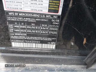 2008 Mercedes-Benz M 350 with VIN 4JGBB86E78A435989, listed as a IAAI auction lot 42156422 with 136,588 mi miles and . Bid and sale history available at DreamBid. Image 9.