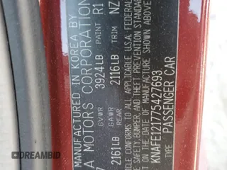 2007 Kia Spectra EX with VIN KNAFE121775427693, listed as a Copart auction lot 76727994 with 100,197 mi miles and Salvage Title. Bid and sale history available at carsss.com. Image 12.