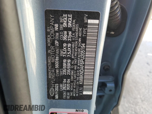 2023 Hyundai Ioniq 5 SEL с VIN KM8KNDAF6PU205194, выставлен на аукционе Copart как лот 53751345 с пробегом 18 180 миль миль и Списание • Salvage title. История ставок и продаж доступна на DreamBid. Изображение 12.