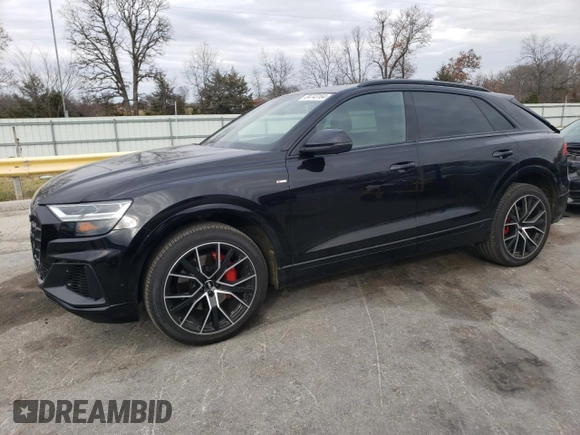 2020 Audi Q8 Premium Plus with VIN WA1EVAF1XLD001273, listed as a Copart auction lot 84743164 with 78,025 mi miles and Salvage title. Bid and sale history available at DreamBid. Image 1.