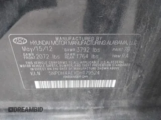 2013 Hyundai Elantra GLS with VIN 5NPDH4AEXDH179524, listed as a IAAI auction lot 42753589 with 119,858 mi miles and . Bid and sale history available at DreamBid. Image 9.