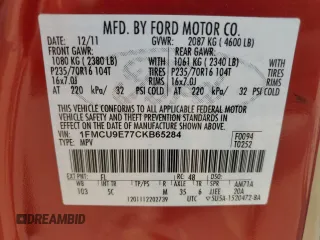 2012 Ford Escape Limited with VIN 1FMCU9E77CKB65284, listed as a Copart auction lot 59328495 with 125,774 mi miles and Clean title. Bid and sale history available at DreamBid. Image 14.