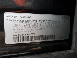 2020 Audi A8 L with VIN WAU8EAF85LN013807, listed as a Copart auction lot 47556075 with 44,921 mi miles and Salvage Title. Bid and sale history available at carsss.com. Image 12.