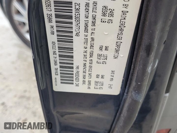 2007 Chrysler 300 Limited with VIN 2C3KK53G97H771740, listed as a Copart auction lot 79426564 with 132,823 mi miles and Salvage Title. Bid and sale history available at carsss.com. Image 12.