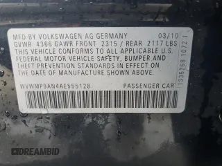 2010 Volkswagen CC with VIN WVWMP9AN4AE555128, listed as a Copart auction lot 84416424 with 127,288 mi miles and Salvage Title. Bid and sale history available at DreamBid. Image 12.