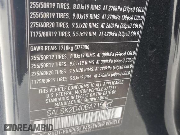 2011 Land Rover Range Rover Sport HSE Lux z VIN SALSK2D40BA715667, wystawiony jako Copart lot #60884005 z przebiegiem 90 629 mil mil oraz Szkoda całkowita • Salvage title. Historia ofert i sprzedaży dostępna na DreamBid. Obrazek 14.