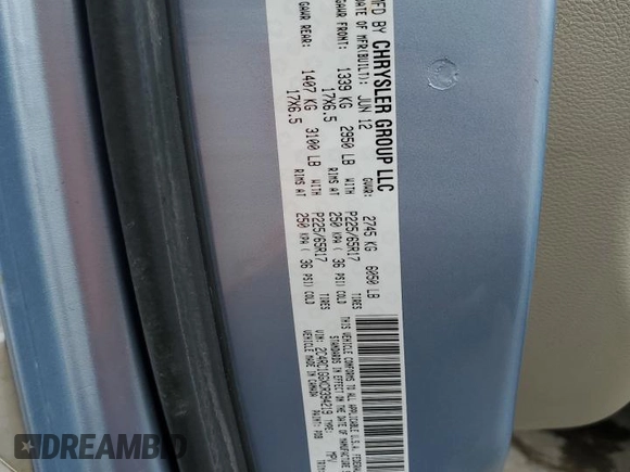 2012 Chrysler Town & Country Limited z VIN 2C4RC1GGXCR394219, wystawiony jako Copart lot #57032565 z przebiegiem Nie podano mil oraz Szkoda całkowita • Salvage title. Historia ofert i sprzedaży dostępna na DreamBid. Obrazek 13.