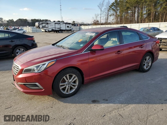 2016 Hyundai Sonata SE with VIN 5NPE24AF7GH360731, listed as a Copart auction lot 42288385 with 107,186 mi miles and Salvage Title. Bid and sale history available at DreamBid. Image 1.
