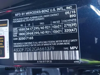 2016 Mercedes-Benz GL with VIN 4JGDF7DE2GA661379, listed as a IAAI auction lot 41059705 with 60,558 mi miles. Bid and sale history available at carsss.com. Image 9.