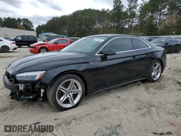 2020 Audi A5 Premium Plus z VIN WAUTNAF58LA002873, wystawiony jako Copart lot #53747345 z przebiegiem 39 908 mil mil oraz Szkoda całkowita • Salvage title. Historia ofert i sprzedaży dostępna na DreamBid. Obrazek 1.