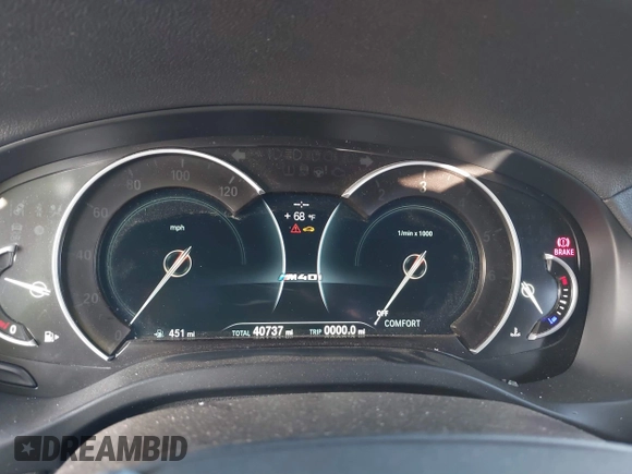 2019 BMW X4 M40i z VIN 5UXUJ5C54KLJ64077, wystawiony jako IAAI lot #41012233 z przebiegiem 40 737 mil mil oraz . Historia ofert i sprzedaży dostępna na DreamBid. Obrazek 7.