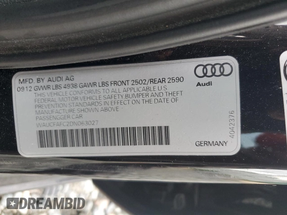 2013 Audi A6 2.0T Premium with VIN WAUCFAFC2DN063027, listed as a Copart auction lot 64134844 with 139,684 mi miles and Salvage Title. Bid and sale history available at carsss.com. Image 12.