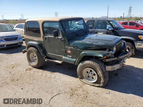 1997 Jeep Wrangler Sahara with VIN 1J4FY49S6VP521988, listed as a Copart auction lot 80753494 with 99,909 mi miles and Salvage Title. Bid and sale history available at carsss.com. Image 4.