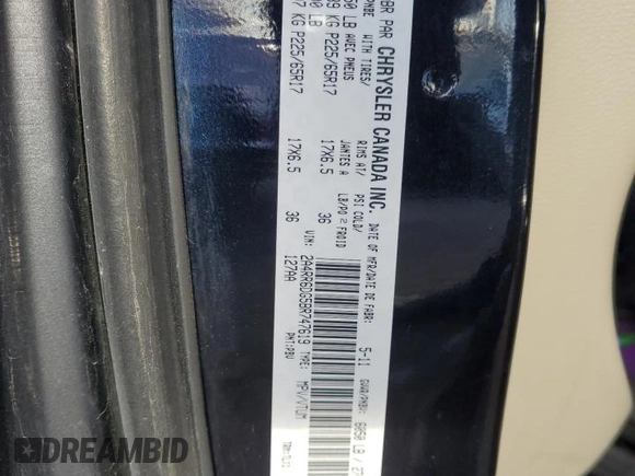 2011 Chrysler Town & Country Limited with VIN 2A4RR6DG5BR747619, listed as a Copart auction lot 45509485 with Not Provided miles and Salvage Title. Bid and sale history available at carsss.com. Image 13.