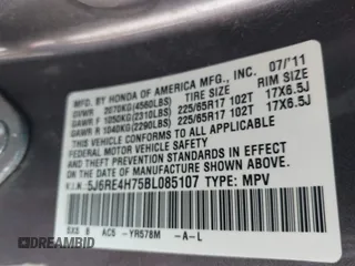 2011 Honda CR-V EX-L with VIN 5J6RE4H75BL085107, listed as a IAAI auction lot 42145966 with 154,159 mi miles. Bid and sale history available at carsss.com. Image 9.