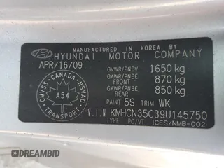 2009 Hyundai Accent Man L with VIN KMHCN35C39U145750, listed as a Copart auction lot 71487874 with 221,761 mi miles and Salvage Title. Bid and sale history available at carsss.com. Image 13.