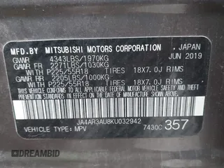 2019 Mitsubishi Outlander ES z VIN JA4AR3AU8KU032942, wystawiony jako IAAI lot #41018878 z przebiegiem 102 263 mil mil oraz . Historia ofert i sprzedaży dostępna na DreamBid. Obrazek 9.