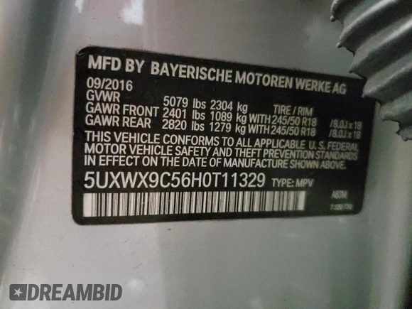 2017 BMW X3 xDrive28i with VIN 5UXWX9C56H0T11329, listed as a Copart auction lot 44760645 with 147,089 mi miles and Salvage Title. Bid and sale history available at DreamBid. Image 13.