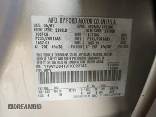 2001 Ford Escape XLT with VIN 1FMYU04181KC22183, listed as a IAAI auction lot 42069247 with 227,177 mi miles and . Bid and sale history available at DreamBid. Image 9.