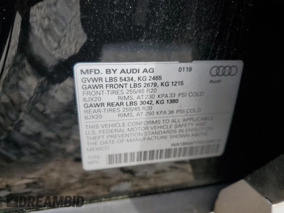 2019 Audi Q5 Premium Plus with VIN WA1BNAFYXK2046742, listed as a Copart auction lot 53631855 with 86,357 mi miles and Salvage title. Bid and sale history available at DreamBid. Image 14.