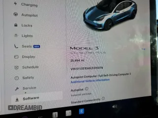 2020 Tesla Model 3 Standard Range Plus with VIN 5YJ3E1EA6LF615079, listed as a Copart auction lot 44259525 with 25,464 mi miles and Salvage Title. Bid and sale history available at DreamBid. Image 9.