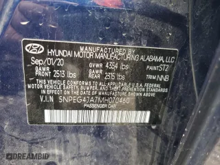 2021 Hyundai Sonata SE with VIN 5NPEG4JA7MH070460, listed as a Copart auction lot 47884045 with 82,088 mi miles and Salvage Title. Bid and sale history available at carsss.com. Image 14.