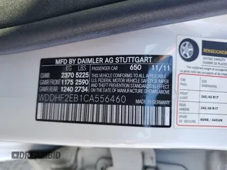2012 Mercedes-Benz E 350 Luxury with VIN WDDHF2EB1CA556460, listed as a Copart auction lot 88116685 with 73,748 mi miles and Salvage title. Bid and sale history available at DreamBid. Image 13.