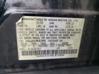 2008 Nissan Maxima 3.5 SL with VIN 1N4BA41E48C829886, listed as a Copart auction lot 44019875 with 0 mi miles and Salvage Title. Bid and sale history available at carsss.com. Image 13.