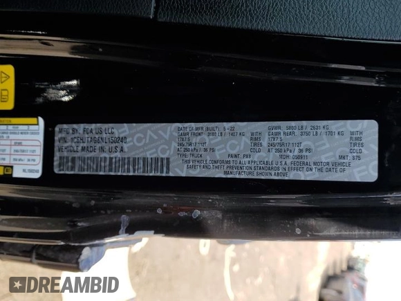 2022 Jeep Gladiator Willys with VIN 1C6HJTAG8NL150240, listed as a Copart auction lot 45631715 with 14,170 mi miles and Salvage title. Bid and sale history available at DreamBid. Image 13.