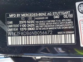 2022 Mercedes-Benz E-Class E 350 with VIN W1KZF8DB6NB056672, listed as a IAAI auction lot 41838136 with 38,517 mi miles. Bid and sale history available at carsss.com. Image 9.