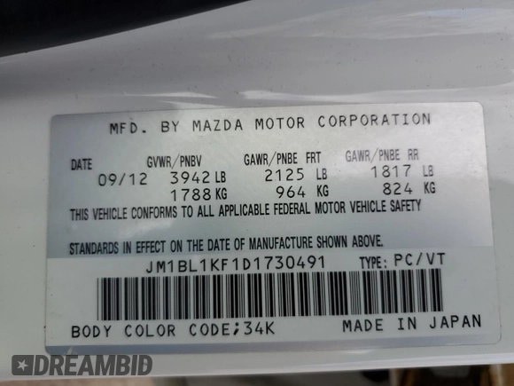 2013 Mazda 3 GX with VIN JM1BL1KF1D1730491, listed as a Copart auction lot 74981264 with 129,503 mi miles and Salvage Title. Bid and sale history available at carsss.com. Image 12.