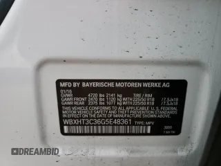 2016 BMW X1 xDrive28i with VIN WBXHT3C36G5E48361, listed as a Copart auction lot 36787953 with 35,081 mi miles. Bid and sale history available at carsss.com. Image 12.