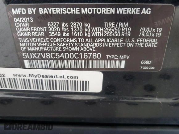 2013 BMW X5 xDrive50i с VIN 5UXZV8C54D0C16780, выставлен на аукционе Copart как лот 57636035 с пробегом 137 189 миль миль и Чистый • Clean title. История ставок и продаж доступна на DreamBid. Изображение 12.