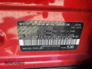 2018 Mitsubishi Eclipse Cross SE z VIN JA4AT5AA7JZ047906, wystawiony jako Copart lot #57755285 z przebiegiem 82 203 mil mil oraz Szkoda całkowita • Salvage title. Historia ofert i sprzedaży dostępna na DreamBid. Obrazek 13.