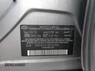 2011 Hyundai Sonata GLS with VIN 5NPEB4AC1BH151659, listed as a Copart auction lot 47637095 with 126,333 mi miles and Salvage Title. Bid and sale history available at carsss.com. Image 14.