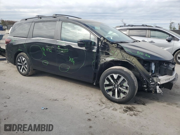 2025 Honda Odyssey EX-L with VIN 5FNRL6H64SB022808, listed as a Copart auction lot 88758565 with 6 mi miles and Salvage Title. Bid and sale history available at carsss.com. Image 4.