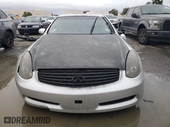 2005 Infiniti G35 Coupe with VIN JNKCV54E05M409017, listed as a Copart auction lot 81518344 with 0 mi miles and Salvage Title. Bid and sale history available at carsss.com. Image 5.