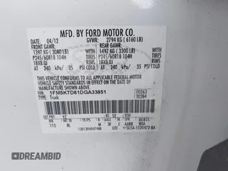 2013 Ford Explorer XLT with VIN 1FM5K7D81DGA33851, listed as a IAAI auction lot 42058840 with 264,577 mi miles. Bid and sale history available at carsss.com. Image 9.