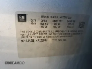 2017 Chevrolet Malibu Hybrid with VIN 1G1ZJ5SU1HF123647, listed as a Copart auction lot 85096404 with 87,267 mi miles and Salvage Title. Bid and sale history available at DreamBid. Image 12.