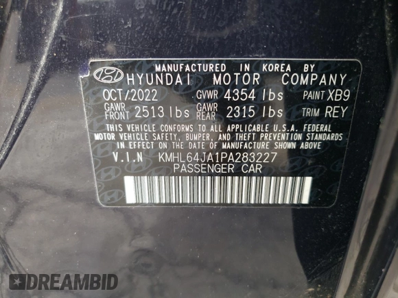 2023 Hyundai Sonata SEL z VIN KMHL64JA1PA283227, wystawiony jako Copart lot #58349575 z przebiegiem 51 152 mil mil oraz Szkoda całkowita • Salvage title. Historia ofert i sprzedaży dostępna na DreamBid. Obrazek 12.